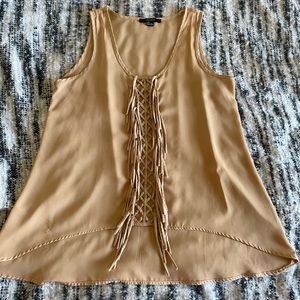 Beige frill centered top
